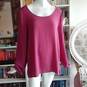 New Pink Republic pink blouse peasant sleeves